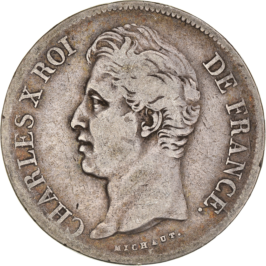 Coin, France, Charles X, 5 Francs, 1827, Toulouse, VF(30-35), Silver, KM:728.9