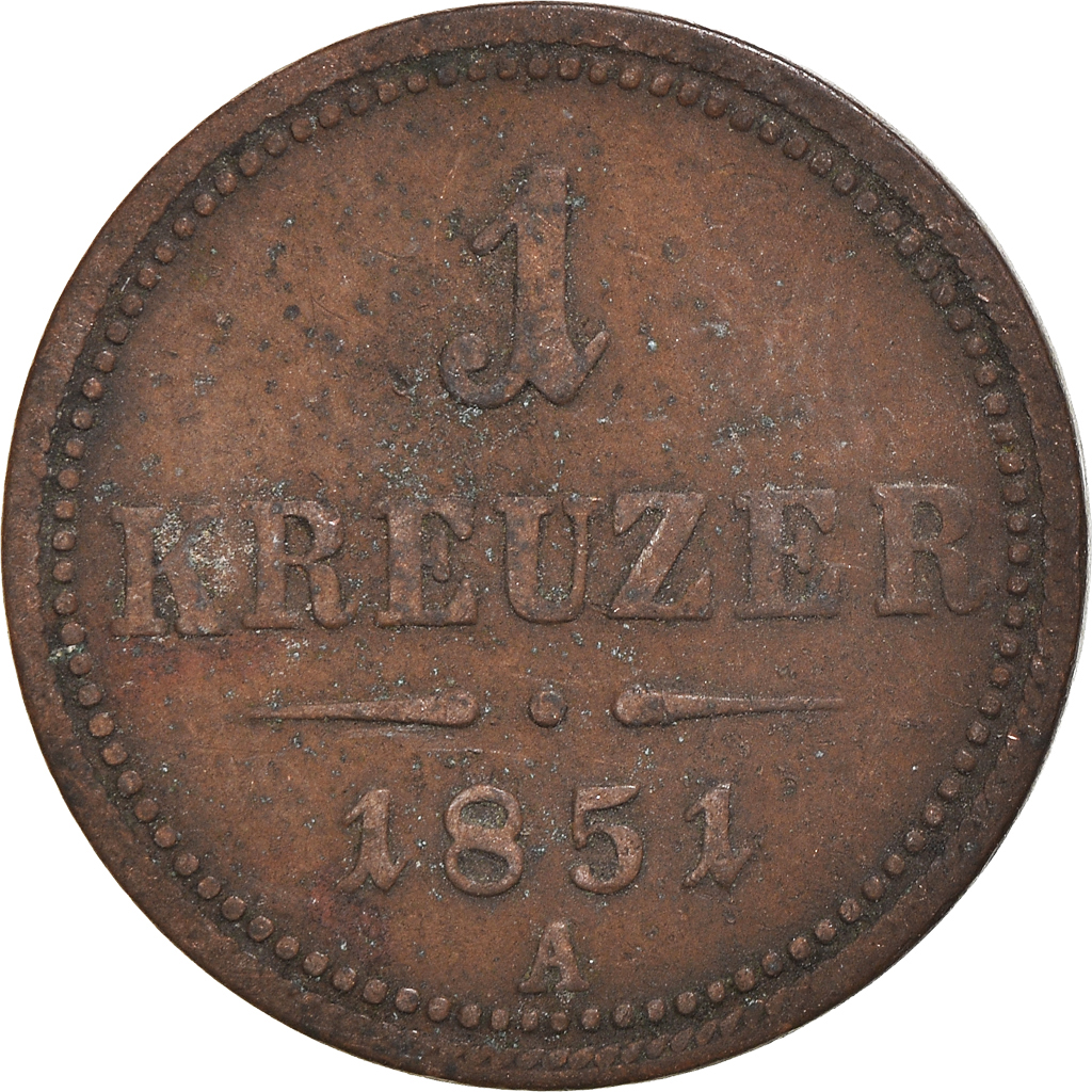 Moneda, Austria, Franz Joseph I, Kreuzer, 1851, Vienna, BC+, Cobre, KM:2185