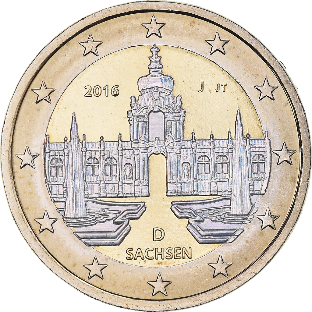 Germany, 2 Euro, Sachsen, 2016, Hambourg, Iridescent, , BiMetallic