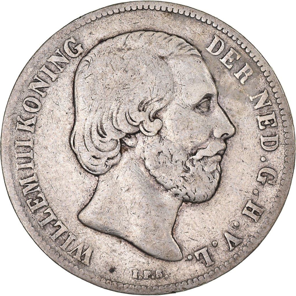 Coin, Netherlands, William III, Gulden, 1865, , Silver, KM:93