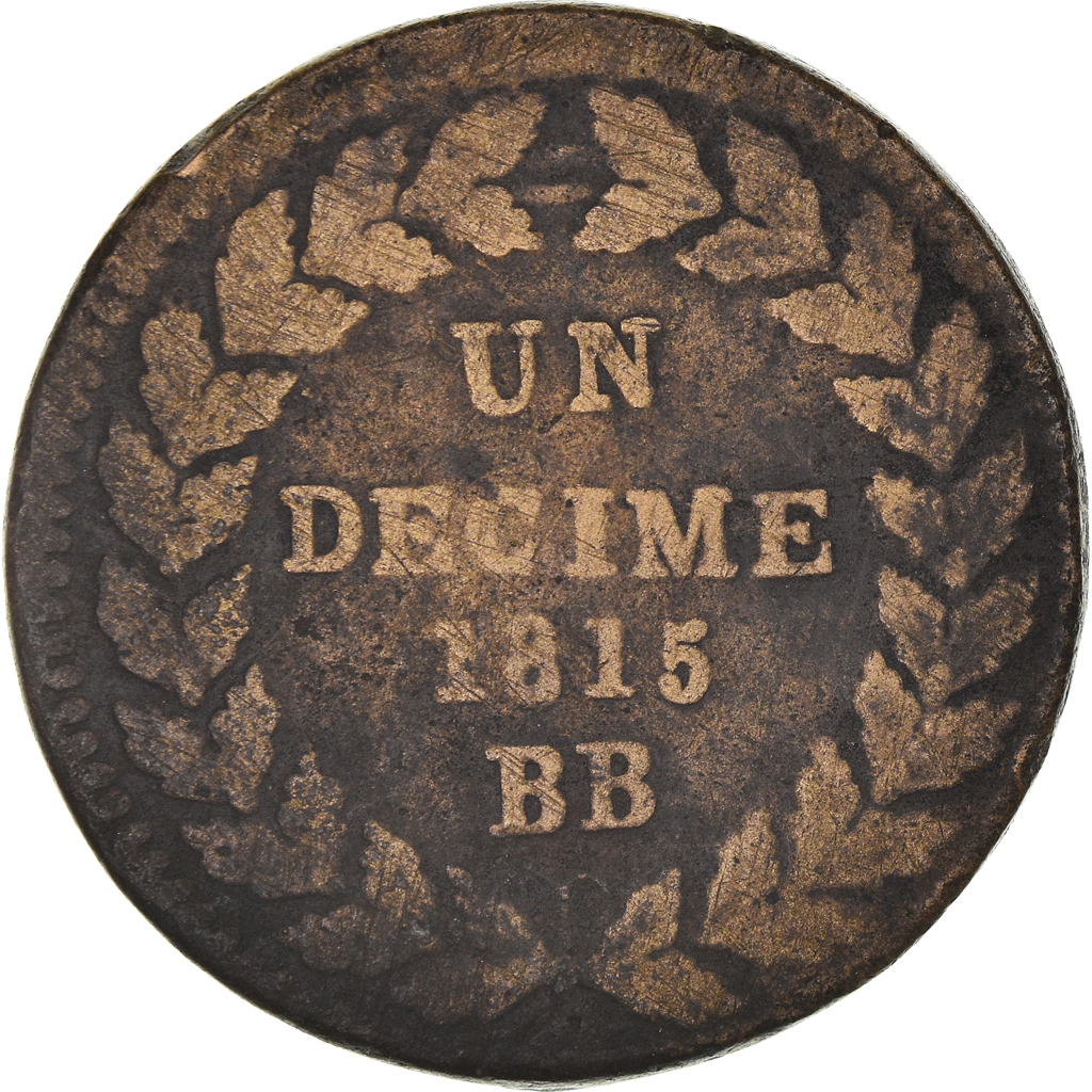 Coin, France, Louis XVIII, Decime, 1815, Strasbourg, , Bronze, KM:701