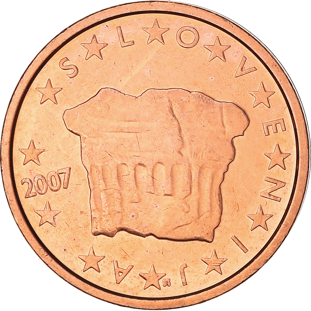 Eslovenia, 2 Euro Cent, The Prince's stone, 2007, EBC+, Cobre chapado en acero