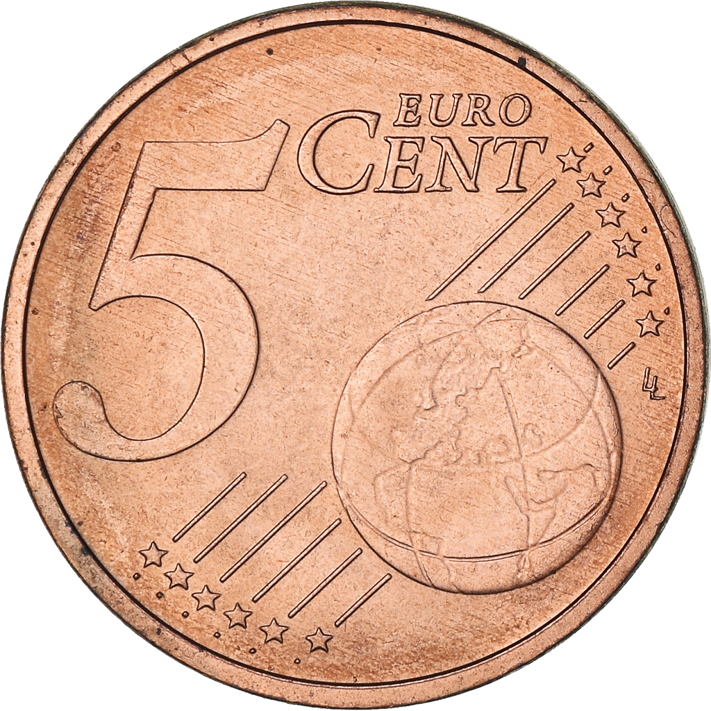 Letonia, 5 Euro Cent, 2014, Stuttgart, MBC, Cobre chapado en acero, KM:152
