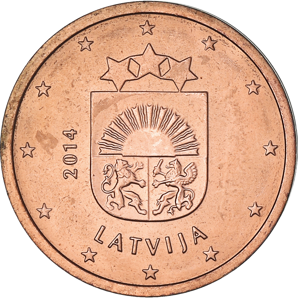 Letonia, 2 Euro Cent, 2014, Stuttgart, MBC+, Cobre chapado en acero, KM:151