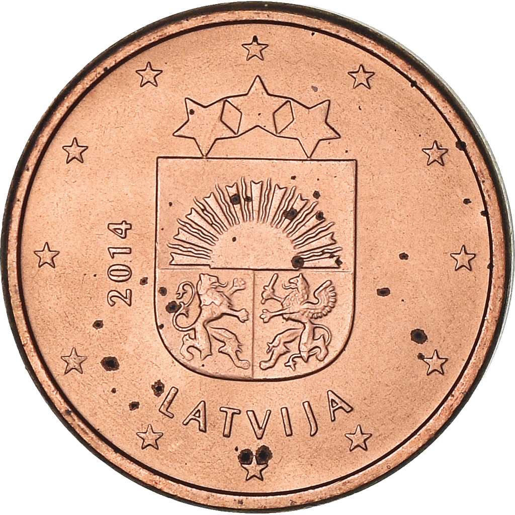 Letonia, Euro Cent, 2014, Stuttgart, MBC, Cobre chapado en acero, KM:150