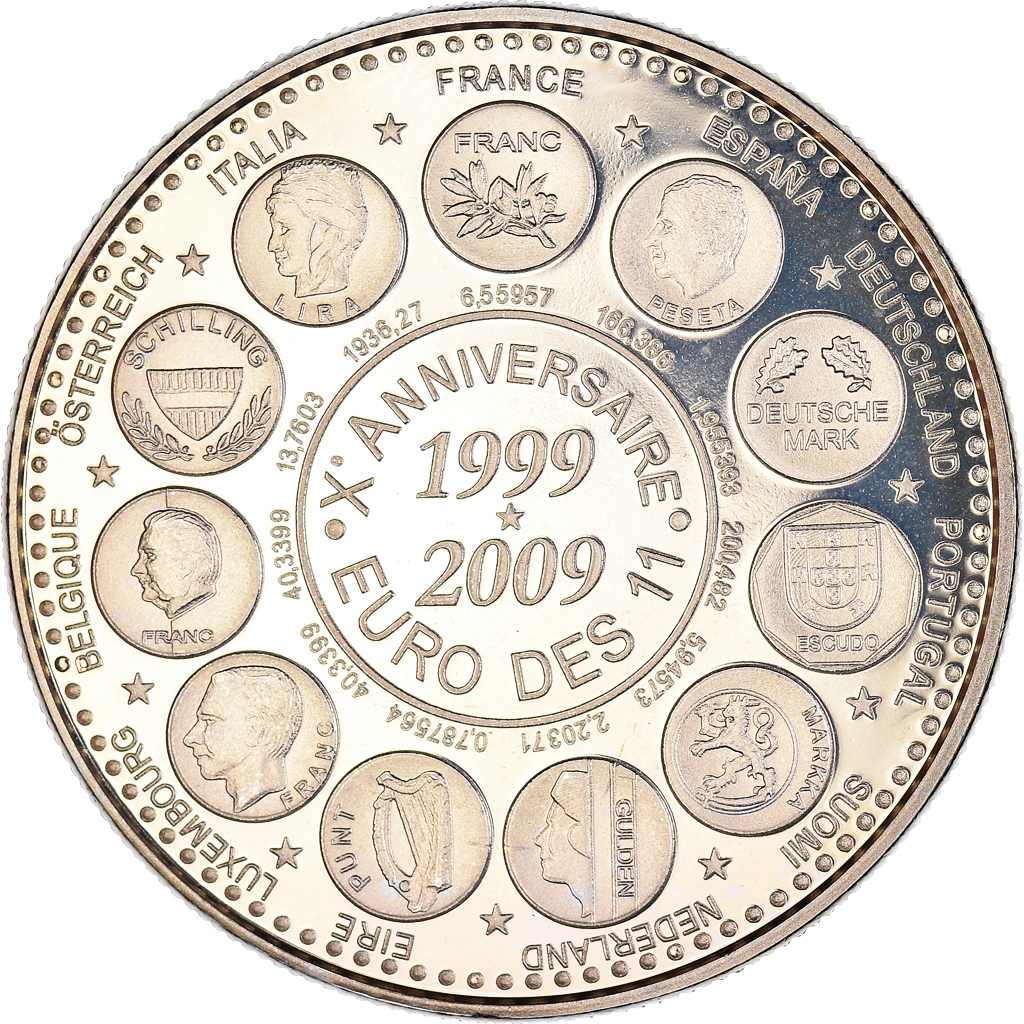 France, Medal, L'Europe des XXVII, 10 Ans de l'Euro, Politics, 2009, 