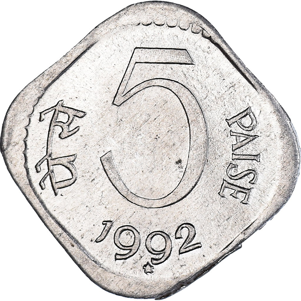 Coin, INDIA-REPUBLIC, 5 Paise, 1992, , Aluminum, KM:23a