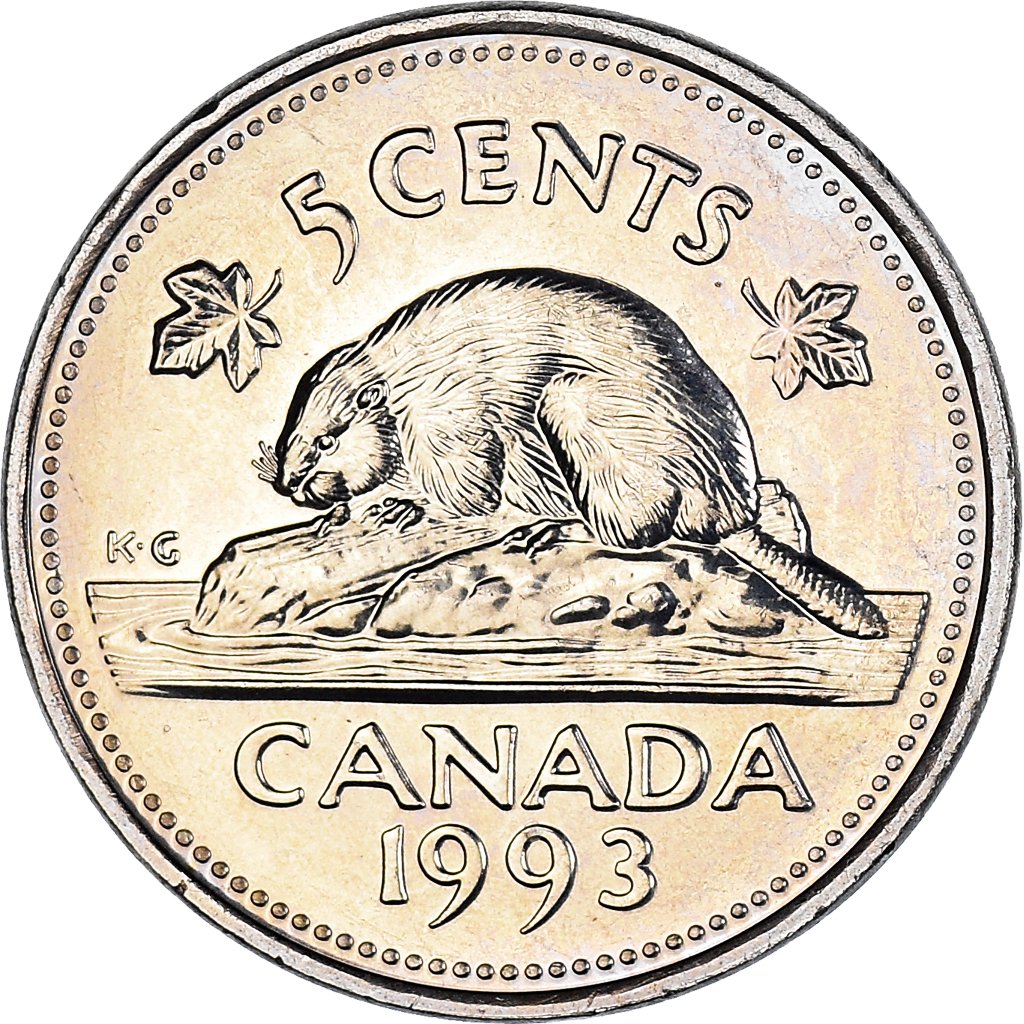 Coin, Canada, Elizabeth II, 5 Cents, 1993, Royal Canadian Mint, Ottawa