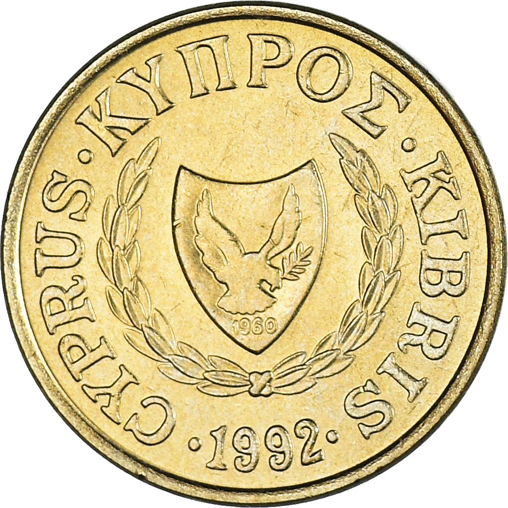 Moneda, Chipre, Cent, 1992, SC+, Níquel - latón, KM:53.3