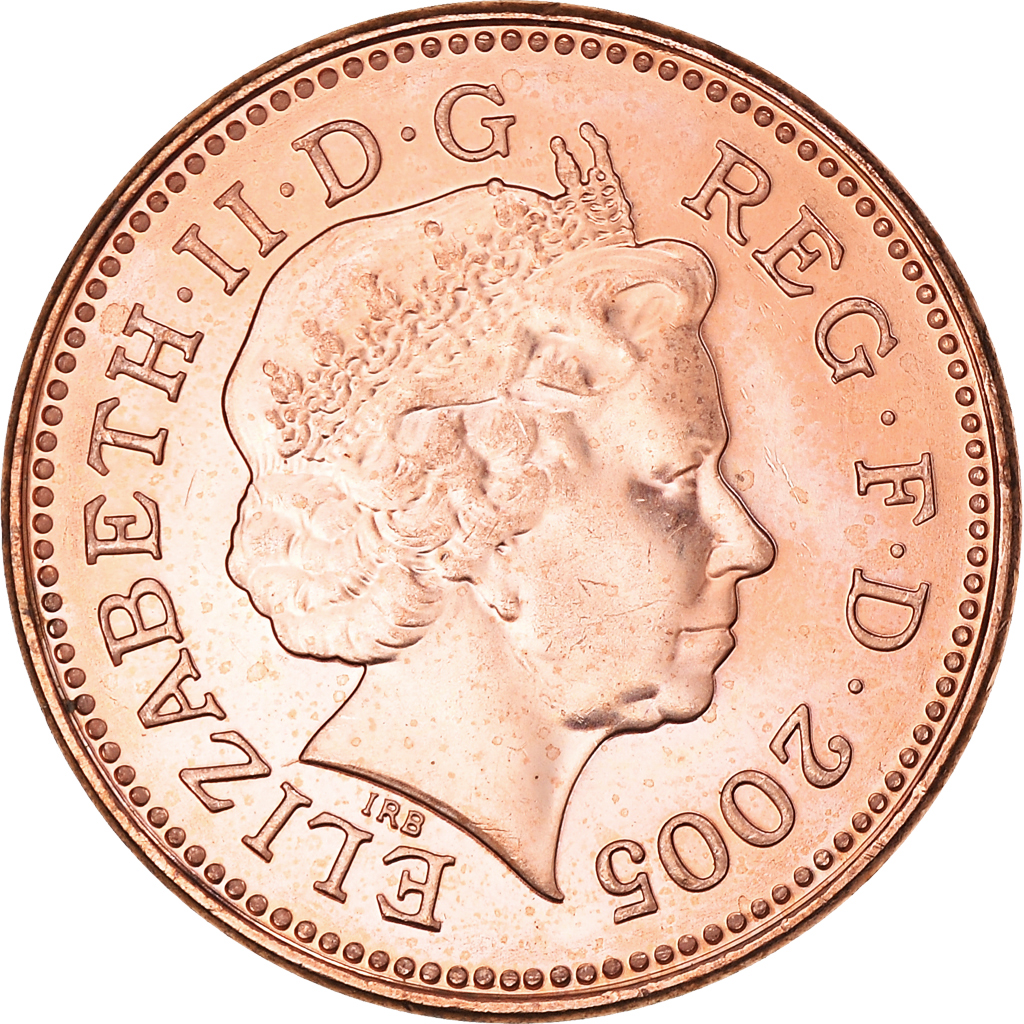 Moneda, Gran Bretaña, Elizabeth II, Penny, 2005, EBC+, Cobre chapado en acero