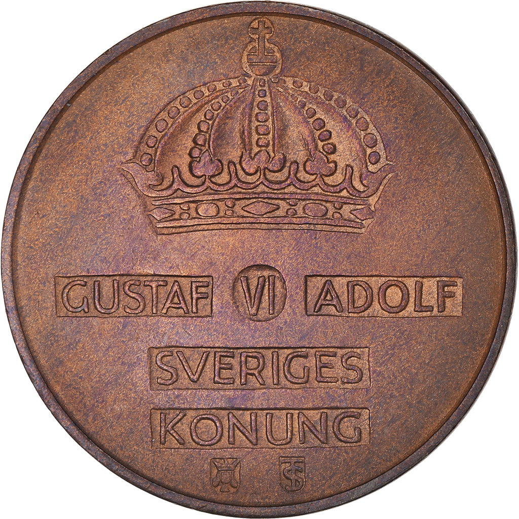 Moneda, Suecia, Gustaf VI, 5 Öre, 1959, EBC, Bronce, KM:822