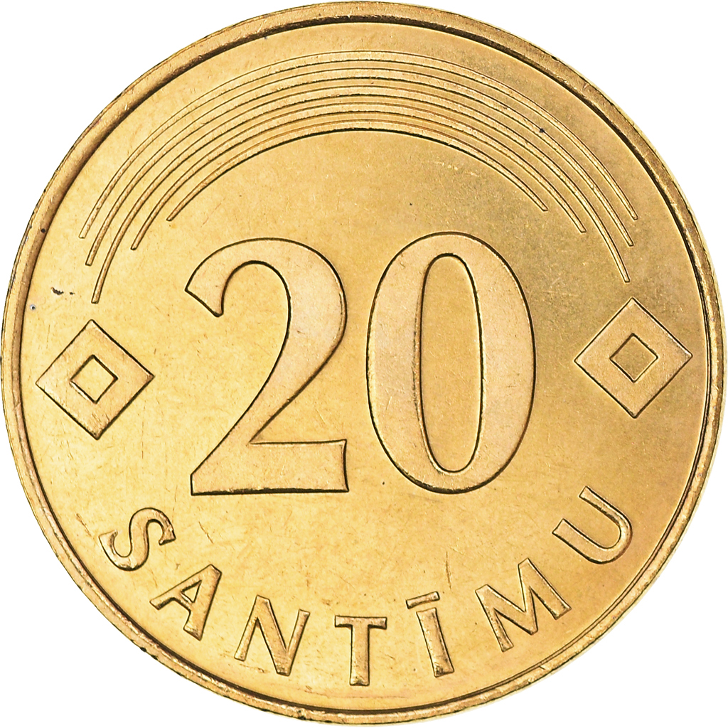 Moneda, Letonia, 20 Santimu, 1992, SC, Níquel - latón, KM:22.1