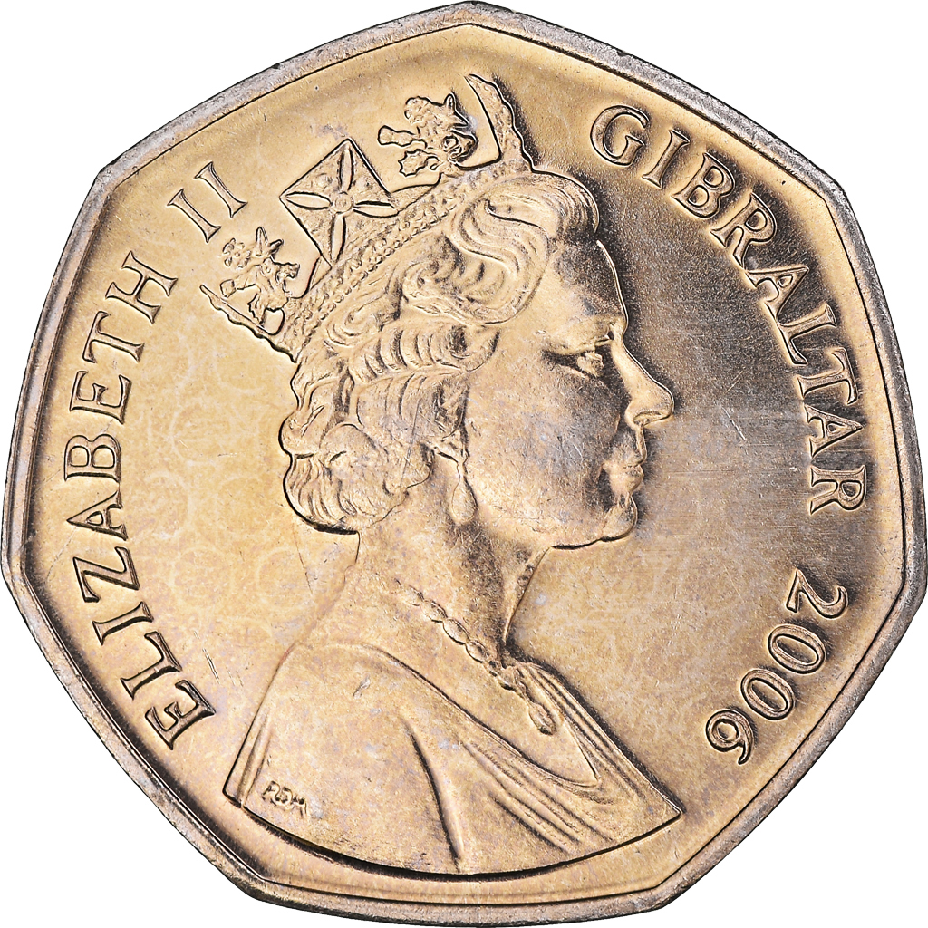 Coin, Gibraltar, Elizabeth II, 50 Pence, 2006, , Copper-nickel, KM:1068