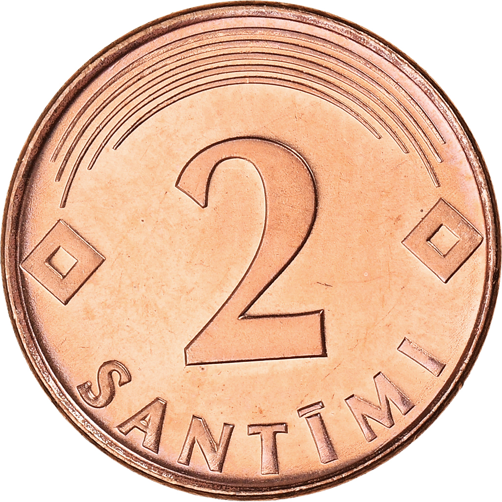 Moneda, Letonia, 2 Santimi, 1992, EBC+, Cobre recubierto de acero, KM:21
