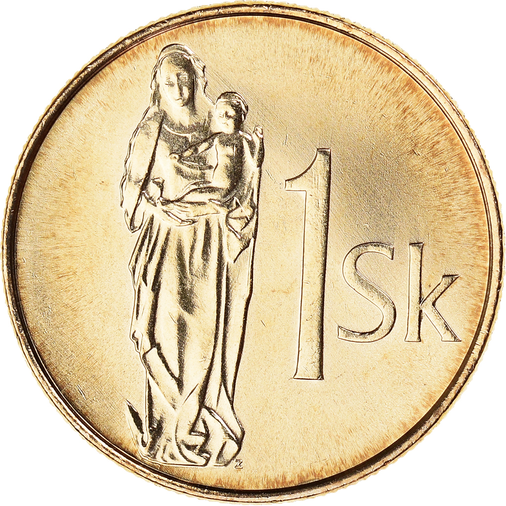 Moneda, Eslovaquia, Koruna, 2002, SC+, Bronce chapado en acero, KM:12