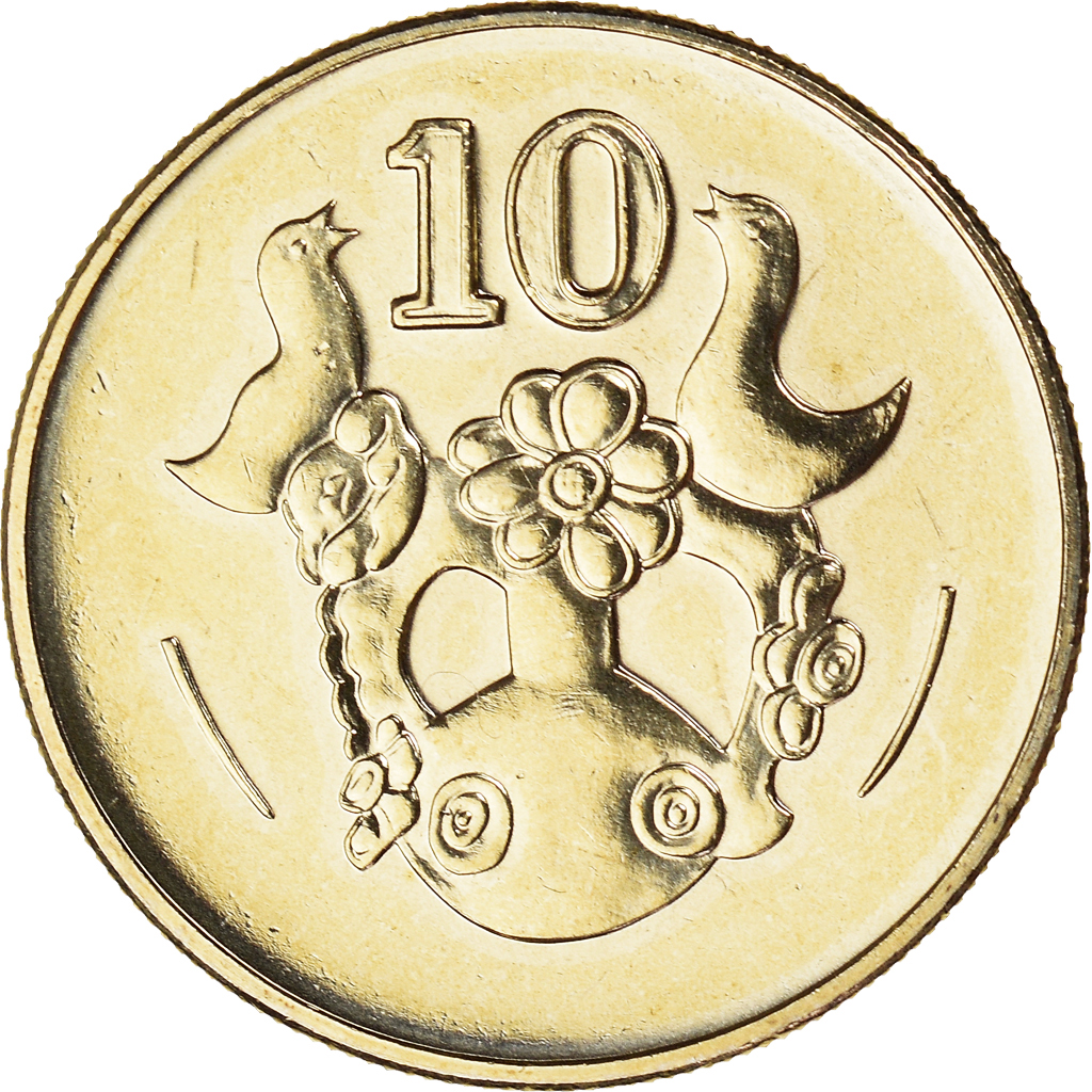 Moneda, Chipre, 10 Cents, 2002, EBC+, Níquel - latón, KM:56.3