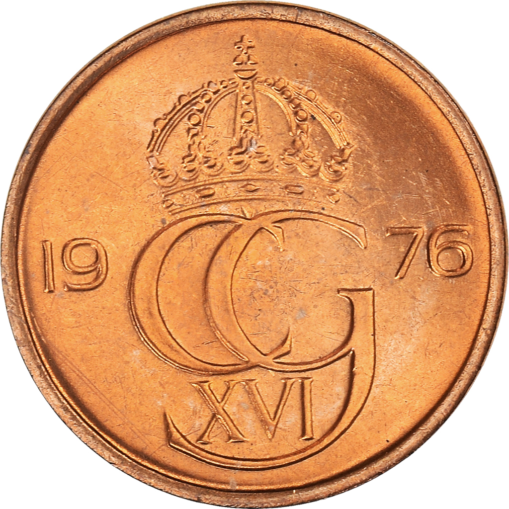Moneda, Suecia, Carl XVI Gustaf, 5 Öre, 1976, SC, Bronce, KM:849
