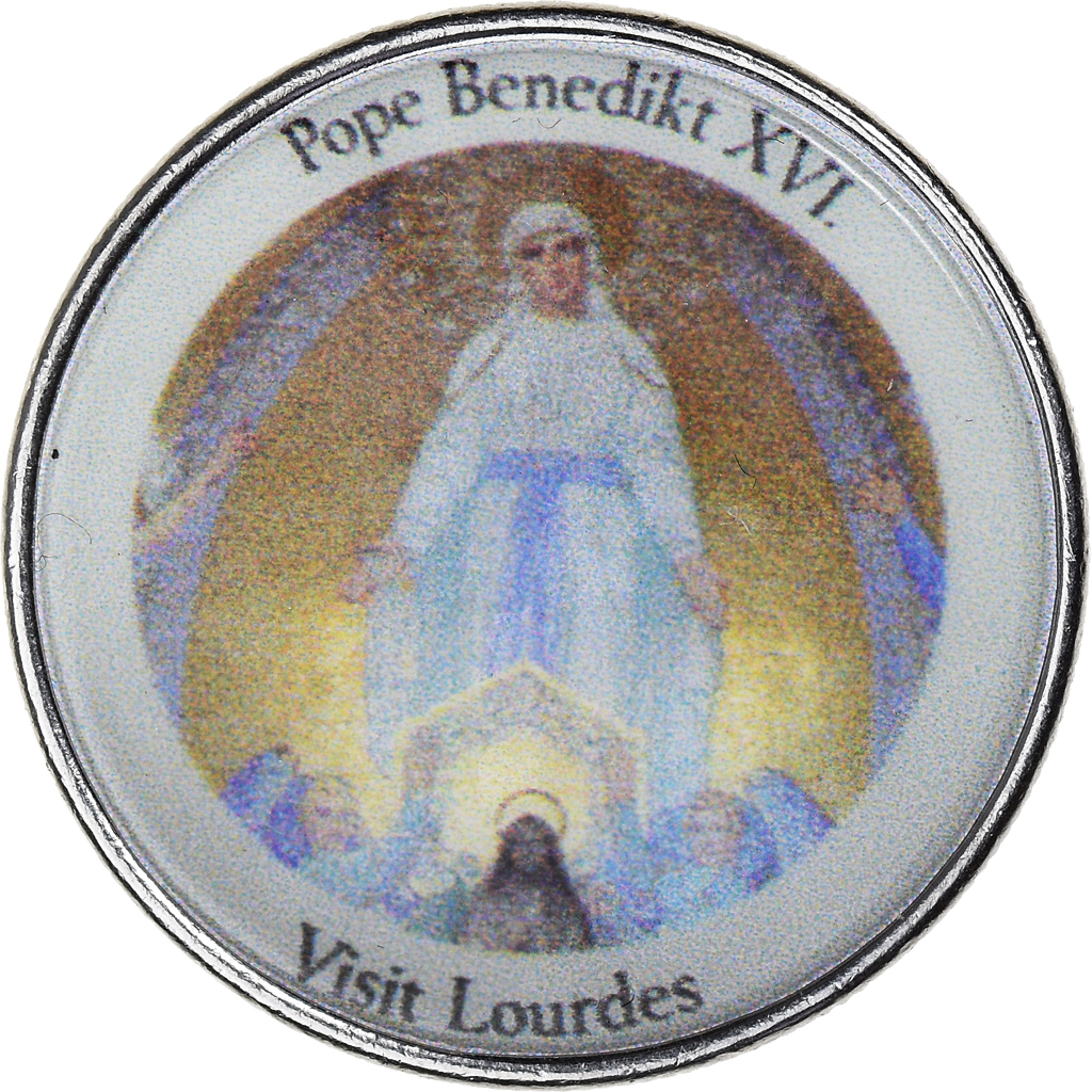 Italy, Token, Benoit XVI, Visite de Lourdes, , Cupronickel