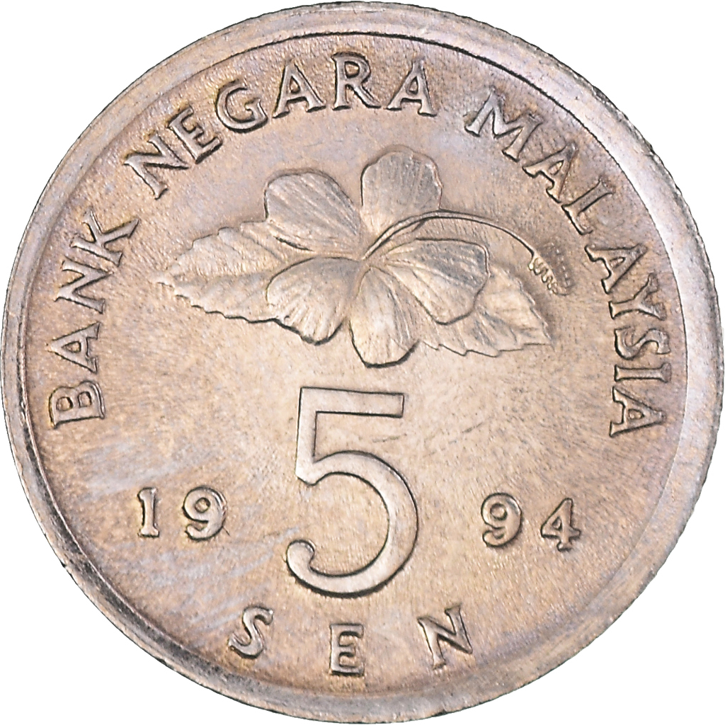 Moneda, Malasia, 5 Sen, 1994, EBC+, Cobre - níquel, KM:50