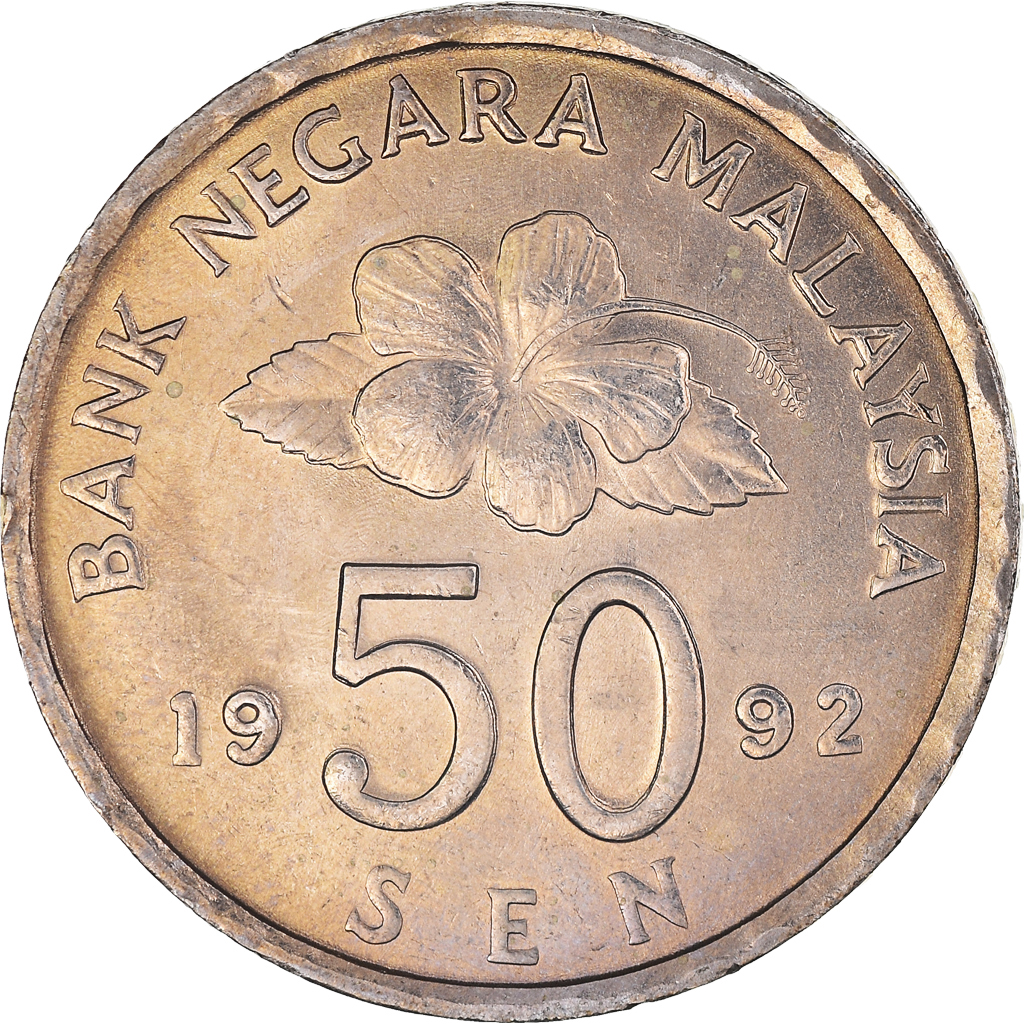 Moneda, Malasia, 50 Sen, 1992, EBC, Cobre - níquel, KM:53