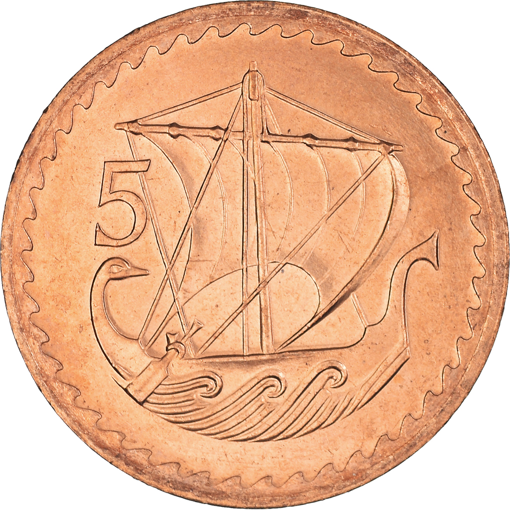 Moneda, Chipre, 5 Mils, 1980, SC+, Bronce, KM:39