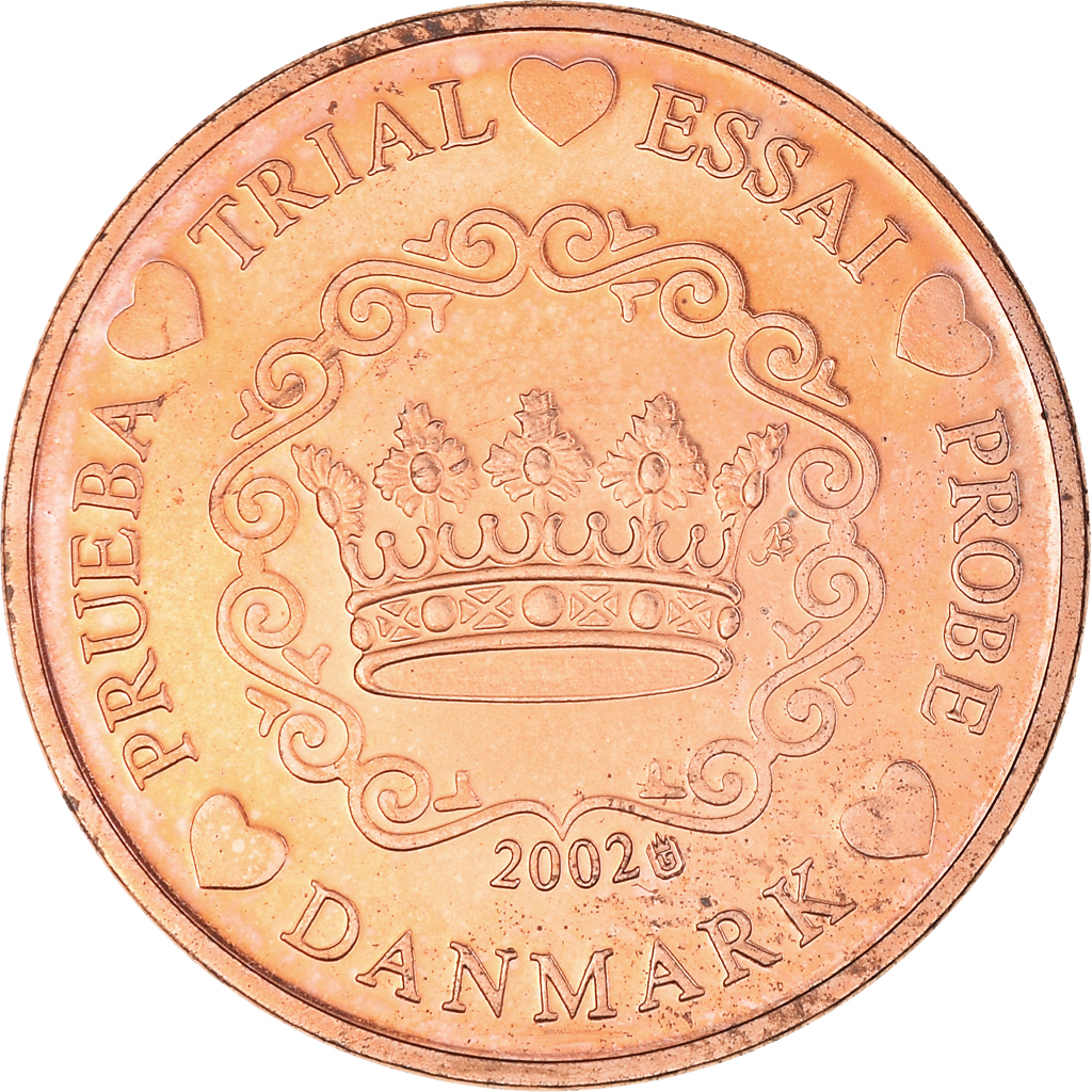 Dinamarca, Euro Cent, 2002, unofficial private coin, EBC+, Cobre chapado en