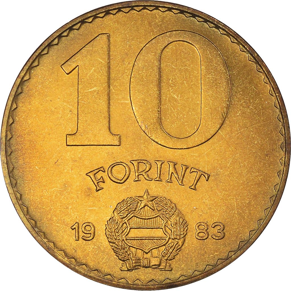 Moneda, Hungría, 10 Forint, 1983, EBC+, Aluminio - bronce, KM:636