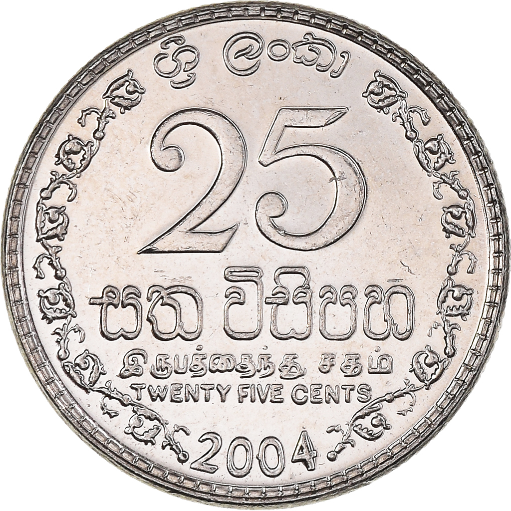 Coin, Sri Lanka, 25 Cents, 2004, , Nickel Clad Steel, KM:141a