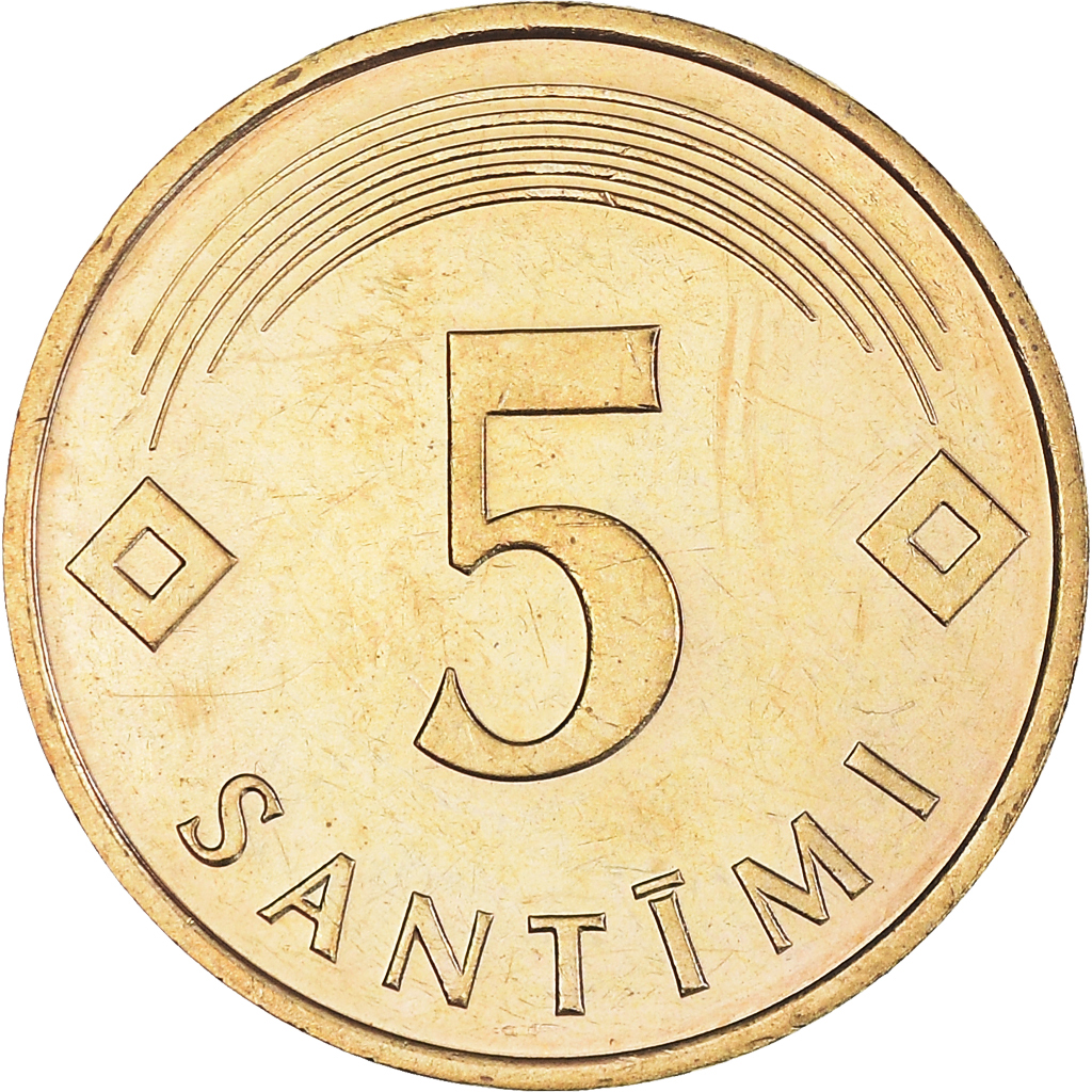 Moneda, Letonia, 5 Santimi, 1992, MBC+, Níquel - latón, KM:16