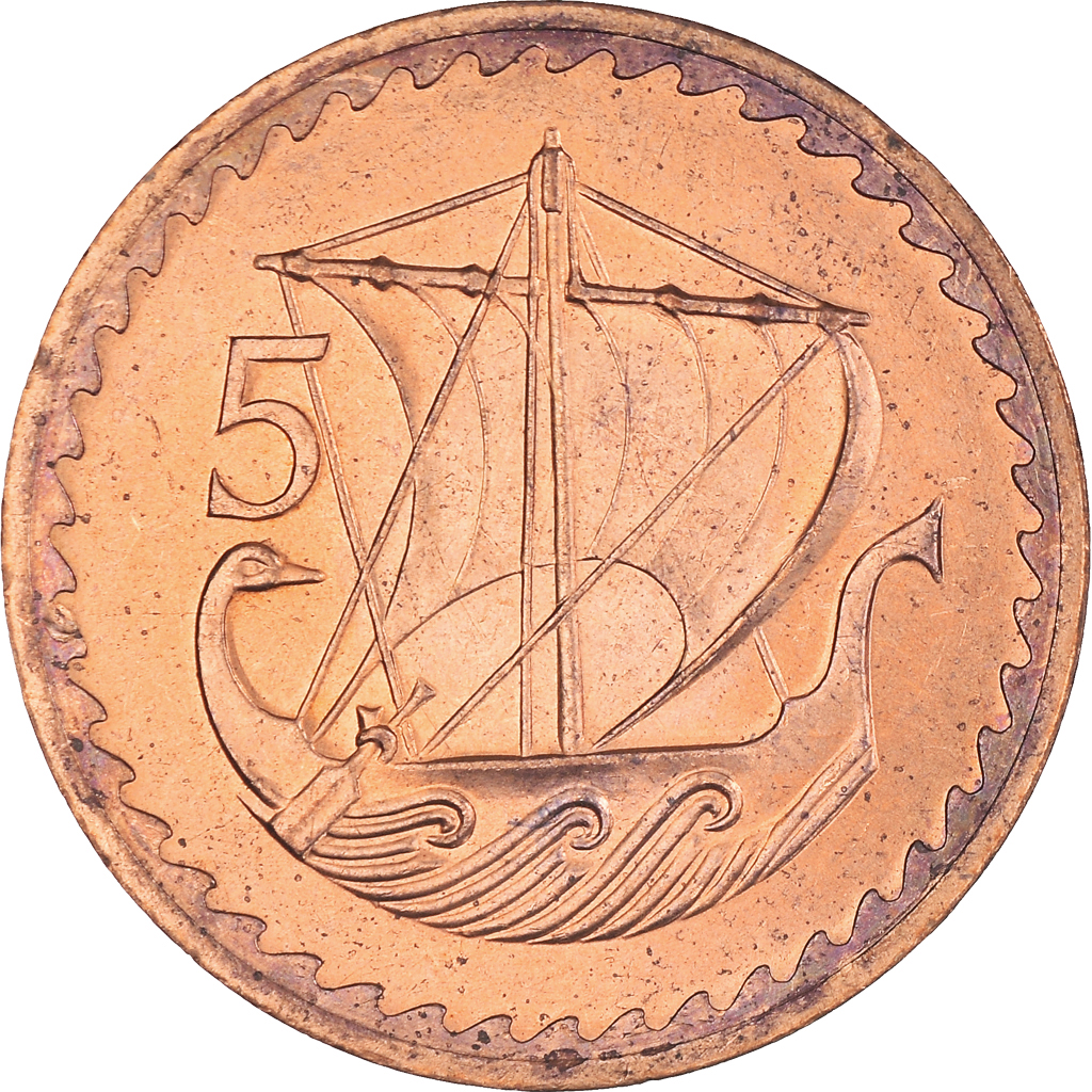 Moneda, Chipre, 5 Mils, 1980, EBC+, Bronce, KM:39