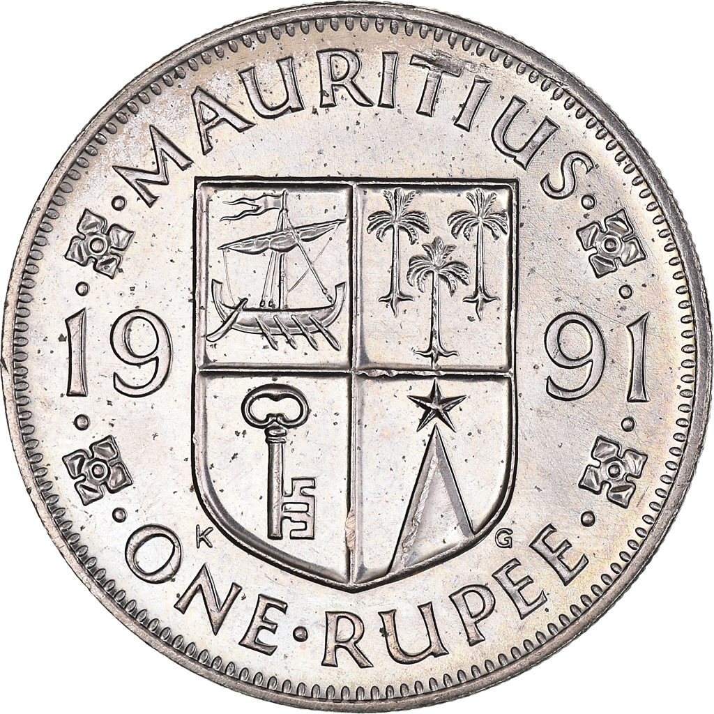 Moneda, Mauricio, Rupee, 1991, EBC+, Cobre - níquel, KM:55