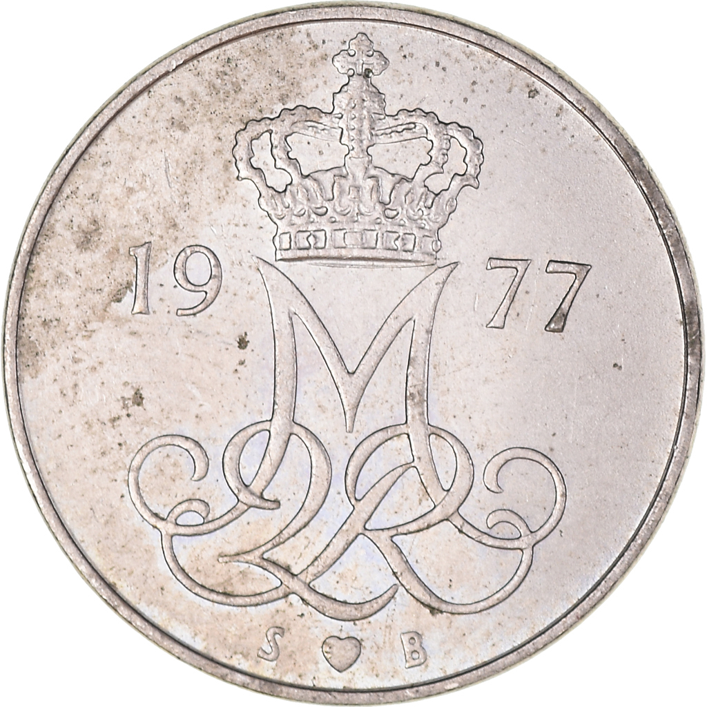 Coin, Denmark, Margrethe II, 10 Öre, 1977, Copenhagen, European Coins