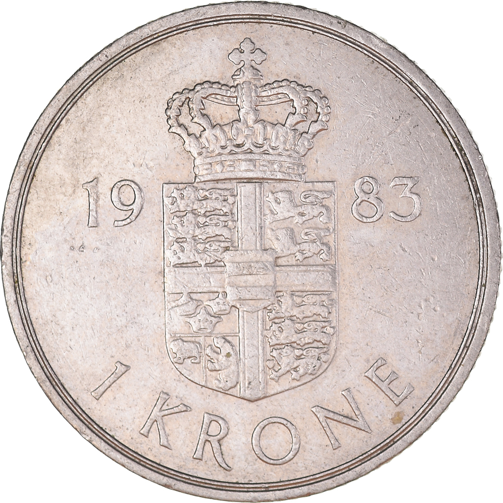 Moneda, Dinamarca, Margrethe II, Krone, 1983, Copenhagen, MBC+, Cobre - níquel
