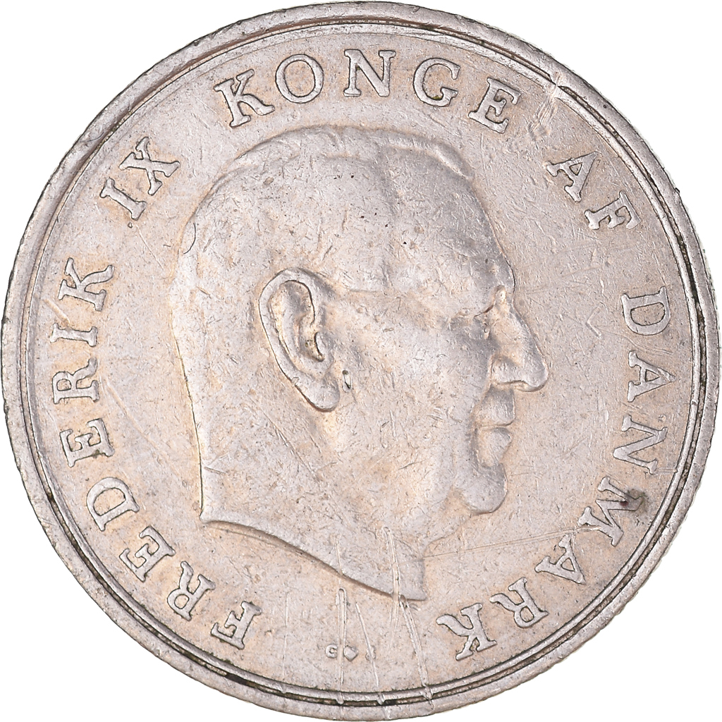 Moneda, Dinamarca, Frederik IX, Krone, 1961, Copenhagen, MBC+, Cobre - níquel