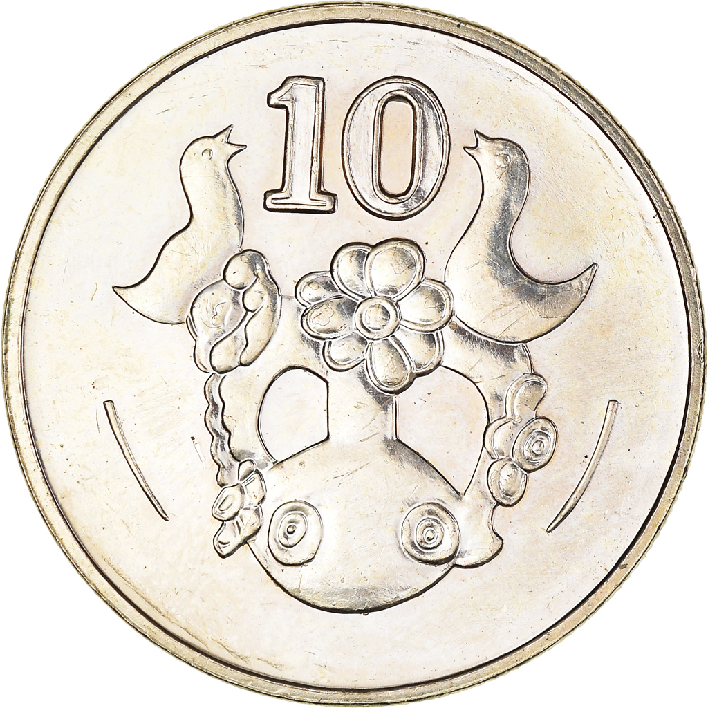 Moneda, Chipre, 10 Cents, 2004, MBC+, Níquel - latón, KM:56.3