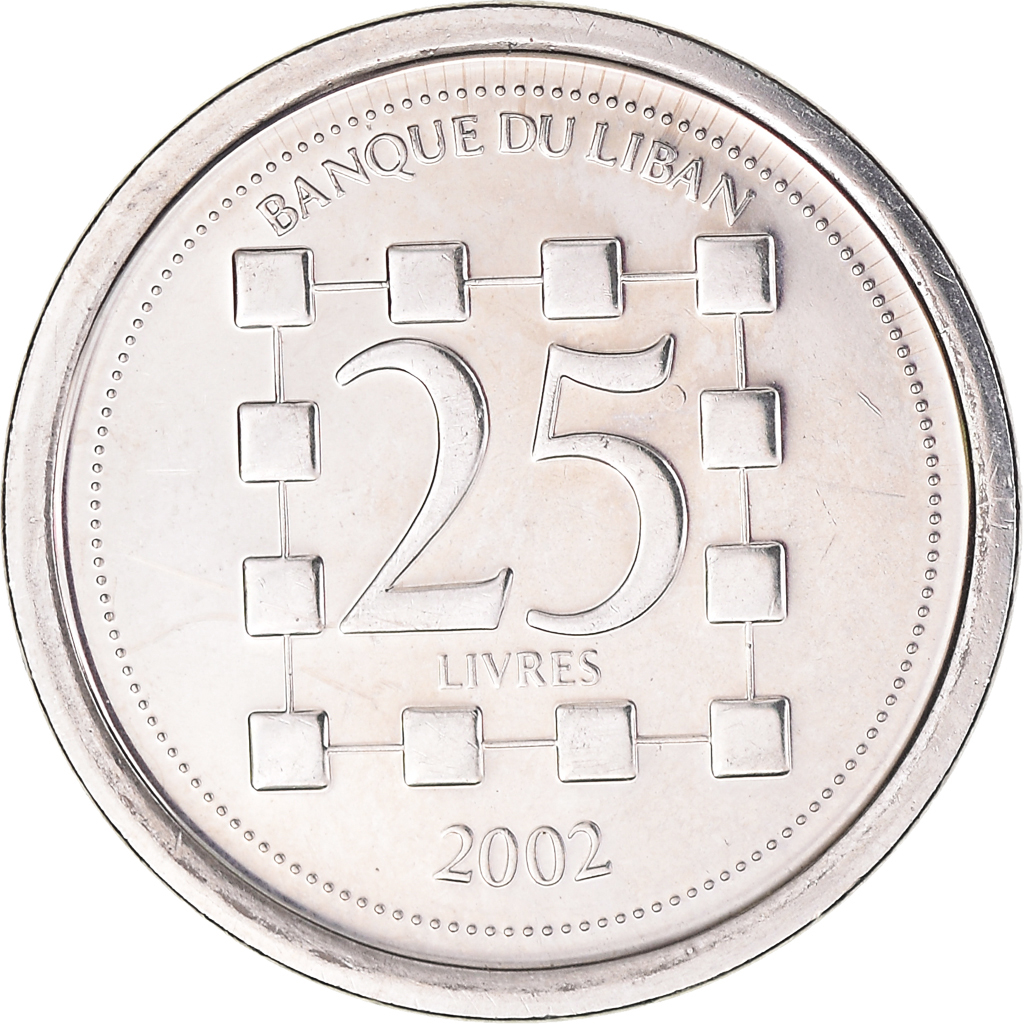 Coin, Lebanon, 25 Livres, 2002, , Nickel plated steel, KM:40