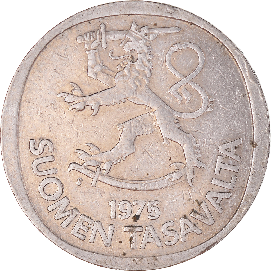 Moneda, Finlandia, Markka, 1975, BC+, Cobre - níquel, KM:49a