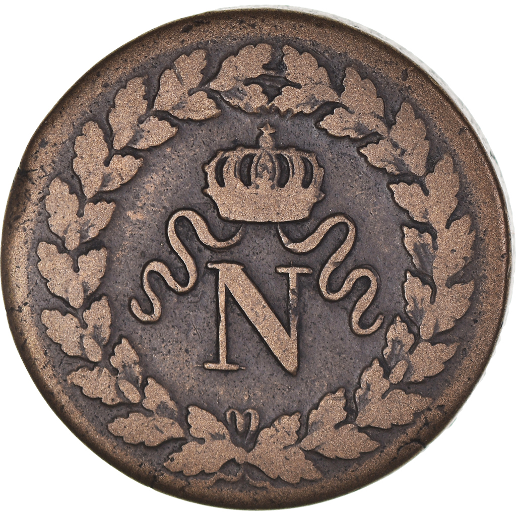 Coin, France, Napoléon I, Decime, 1814, Strasbourg, Variety, , Bronze