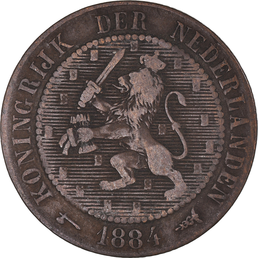 Coin, Netherlands, William III, 2-1/2 Cent, 1884, , Bronze, KM:108.1