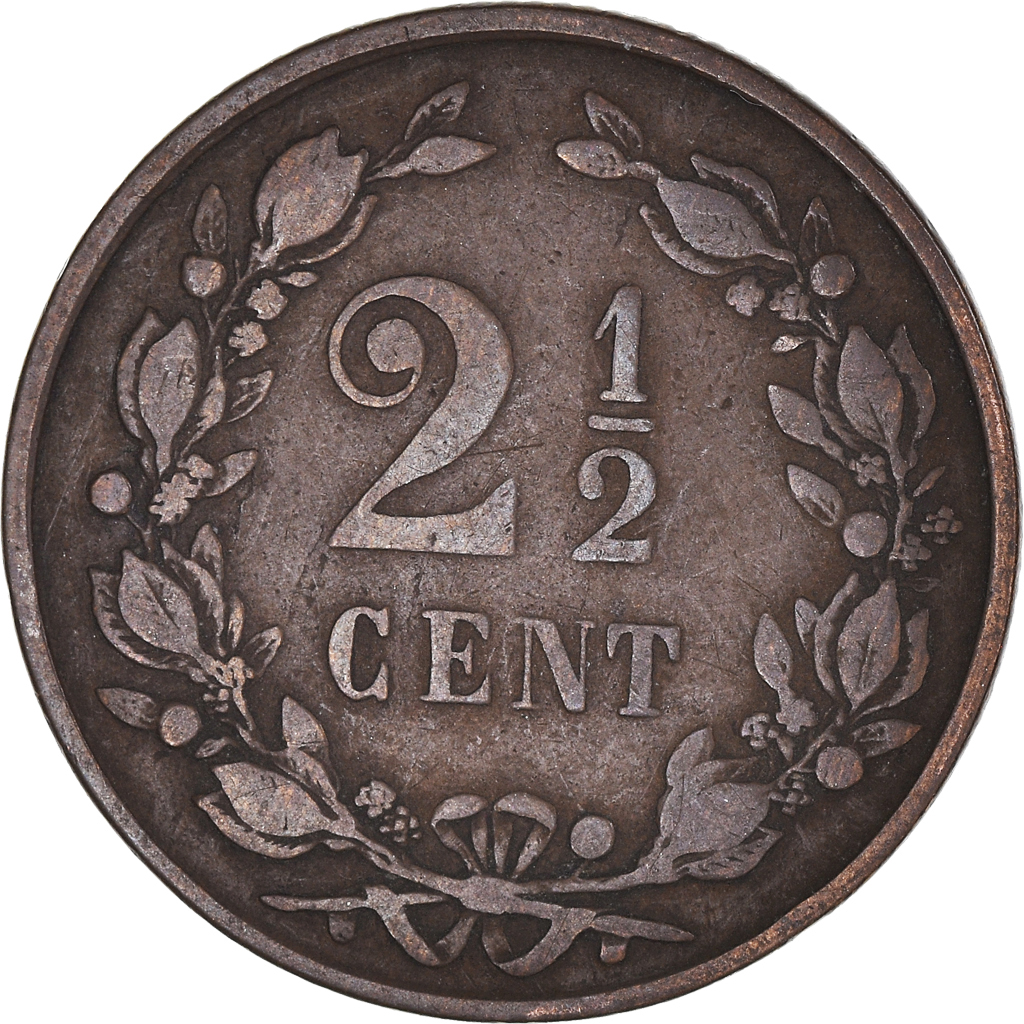 Coin, Netherlands, William III, 2-1/2 Cent, 1884, , Bronze, KM:108.1