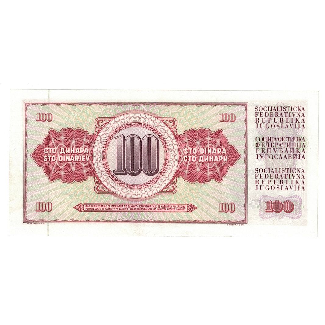 Billete, 100 Dinara, 1986, Yugoslavia, 1986-05-16, KM:90c, EBC+