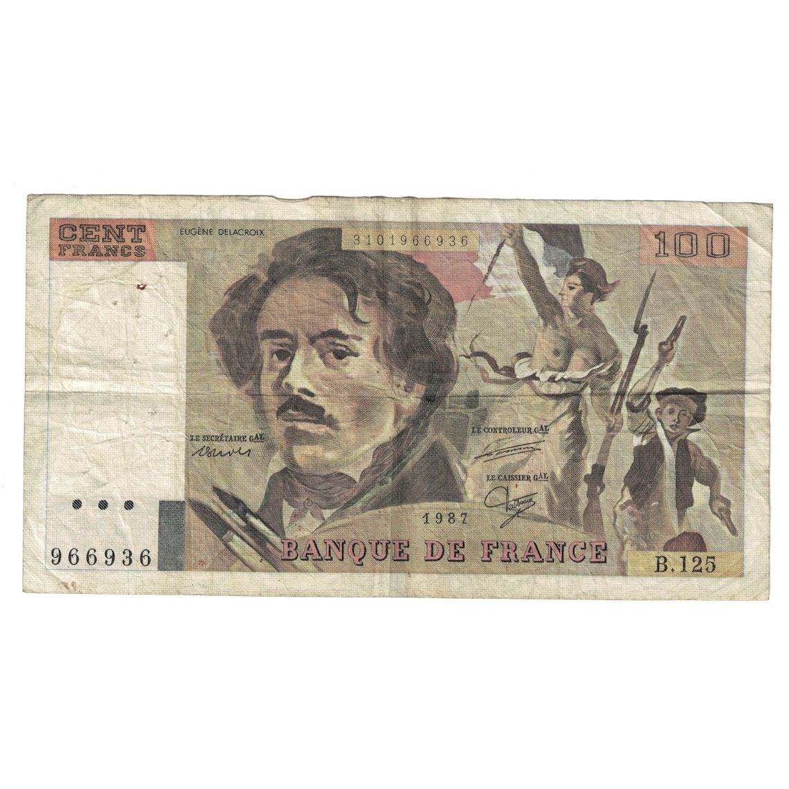 Francia, 100 Francs, Delacroix, 1987, B.125, RC+, Fayette:69.11, KM:154c