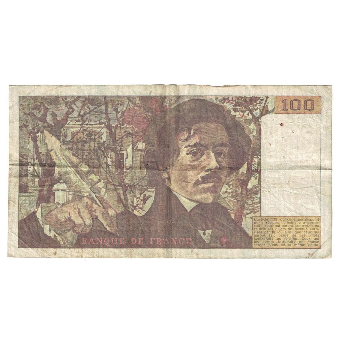 Francia, 100 Francs, Delacroix, 1987, B.125, RC+, Fayette:69.11, KM:154c