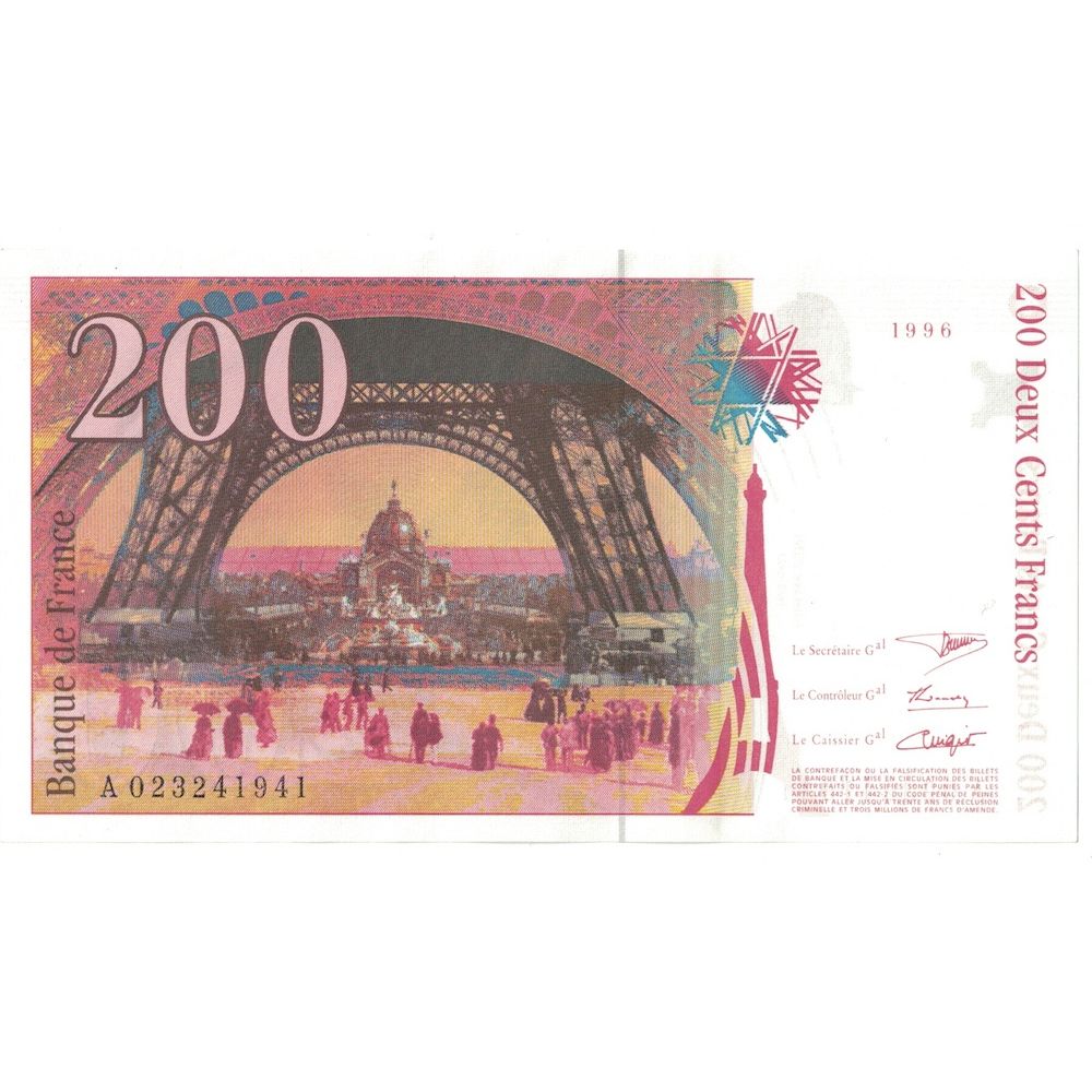 France, 200 Francs, Eiffel, 1996, A.023, UNC(64), Fayette:75.2, KM:159a