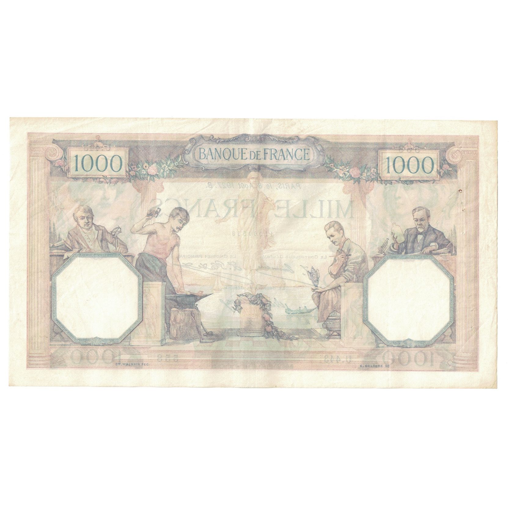 France, 1000 Francs, Cérès et Mercure, 1927, U.443, EF(40-45), Fayette:37.1