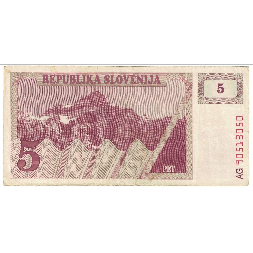 Billete, 5 (Tolarjev), 1990, Eslovenia, KM:3a, BC+