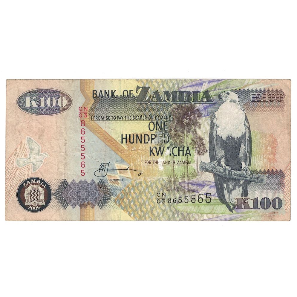 Billete, 100 Kwacha, 2006, Zambia, KM:38f, MBC