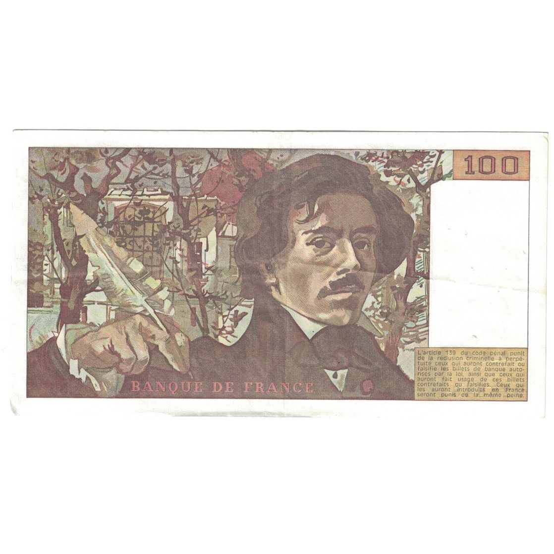 France, 100 Francs, Delacroix, 1982, X.55, AU(50-53), Fayette:69.6, KM:154b