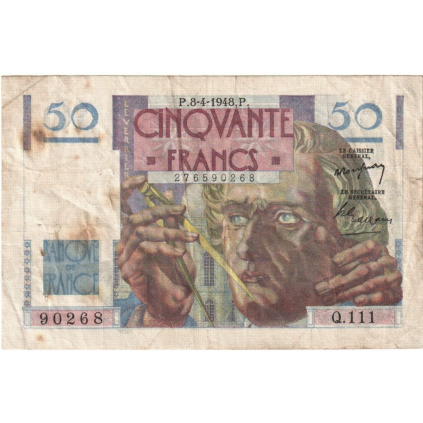 France, 50 Francs, Le Verrier, 1948-04-08, Q.111, EF(40-45)
