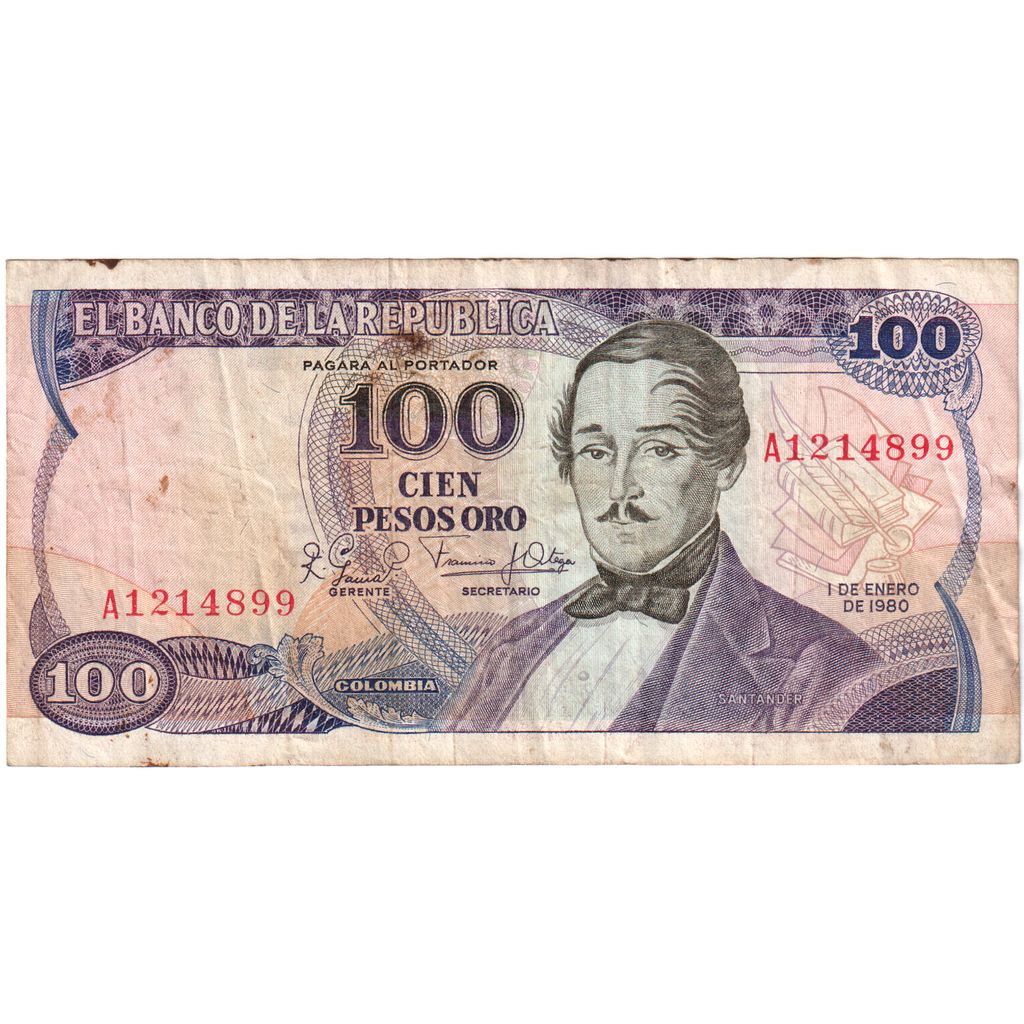Colombia, 100 Pesos Oro, 1980-01-01, VF